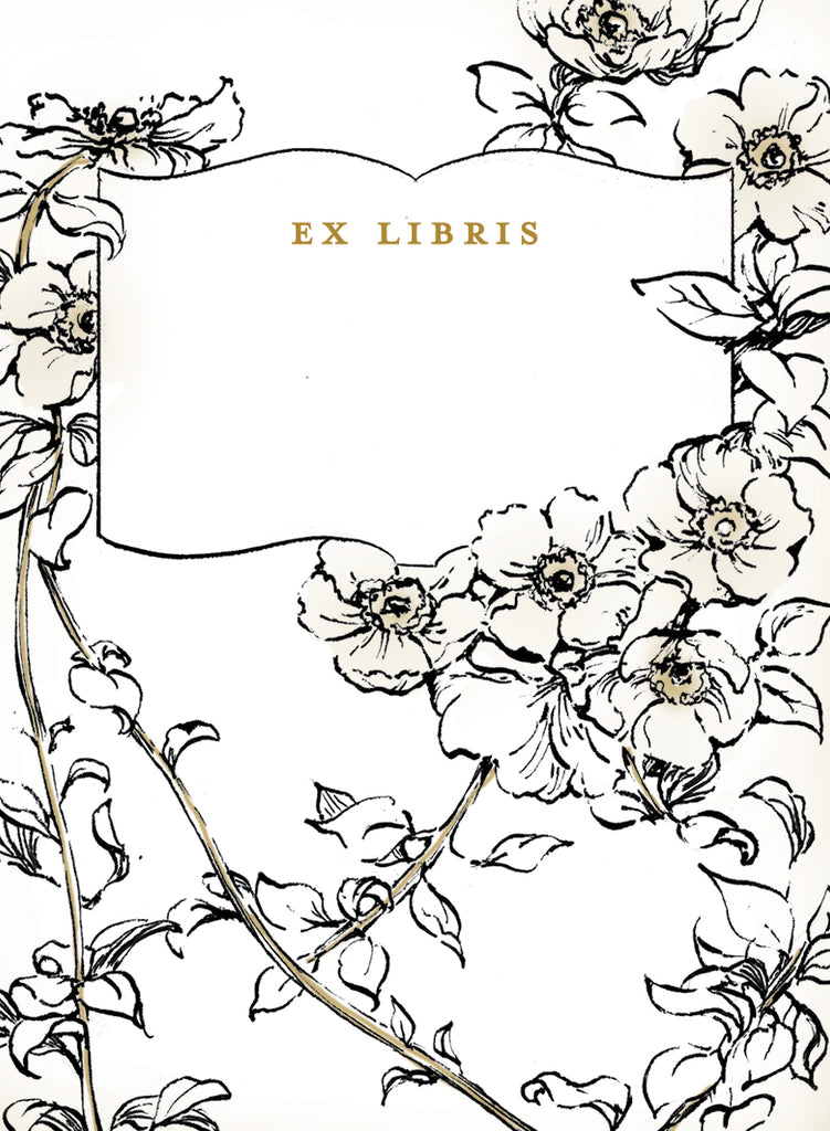 Forest flowers floral bookplate sticker