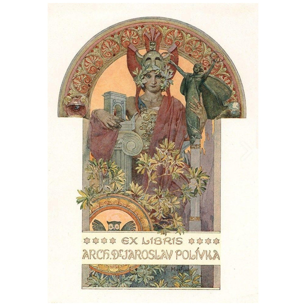 Alphonse Mucha designed bookplate ex libris design art nouveau