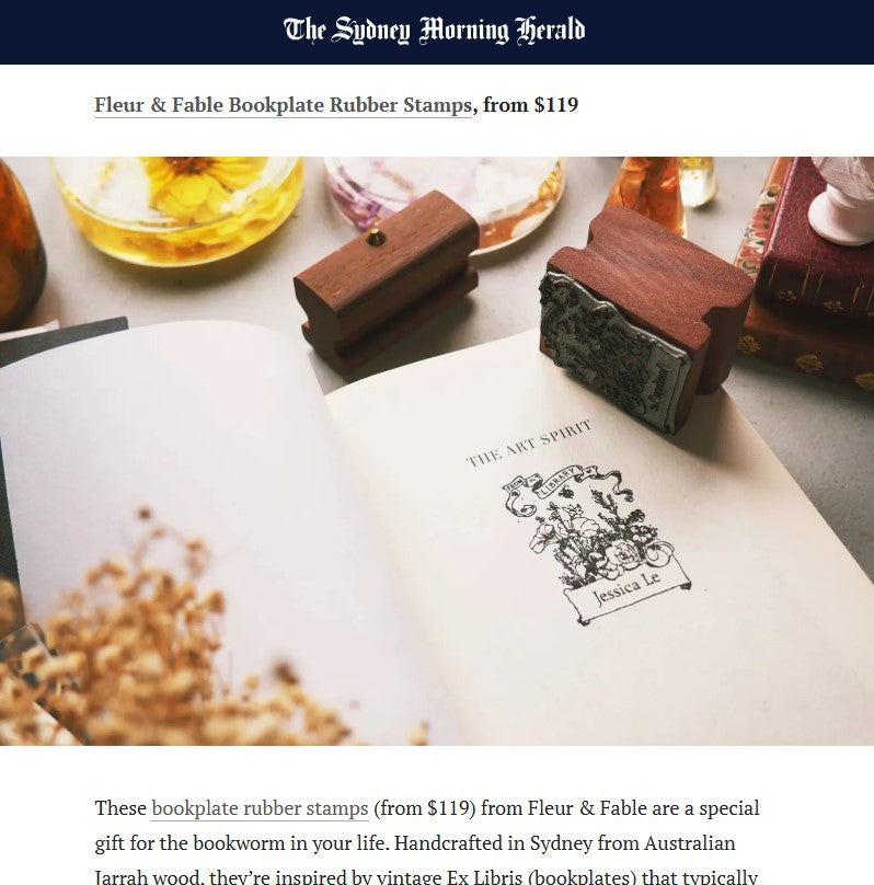 Sydney Morning Herald Fleur & Fable feature bookplate stamps