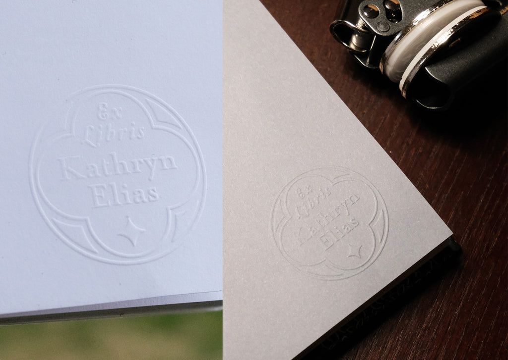 Book Embosser for Kathryn Elias on different paper