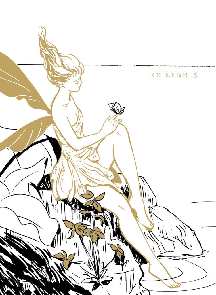 Fairy ex libris bookplate sticker label design