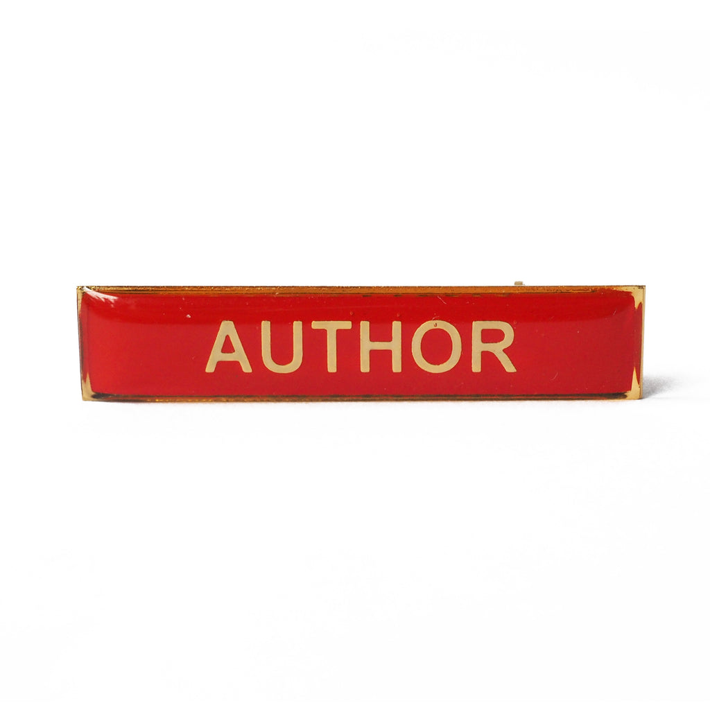 Enamel title badge author