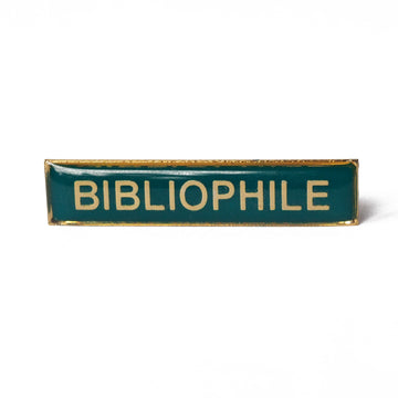 Enamel title badge bibliophile in teal