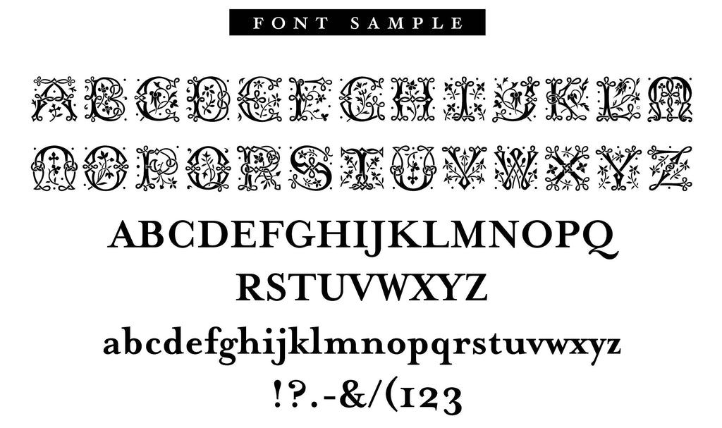 Font sample of Bijou decorative personalised stamper