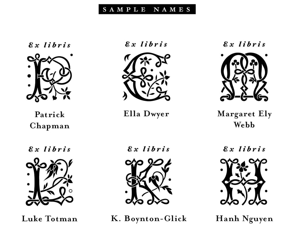 Example names of Bijou bookplate stamp design
