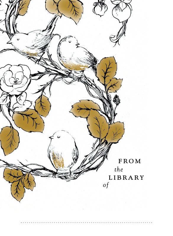 Bird bookplate sticker label design