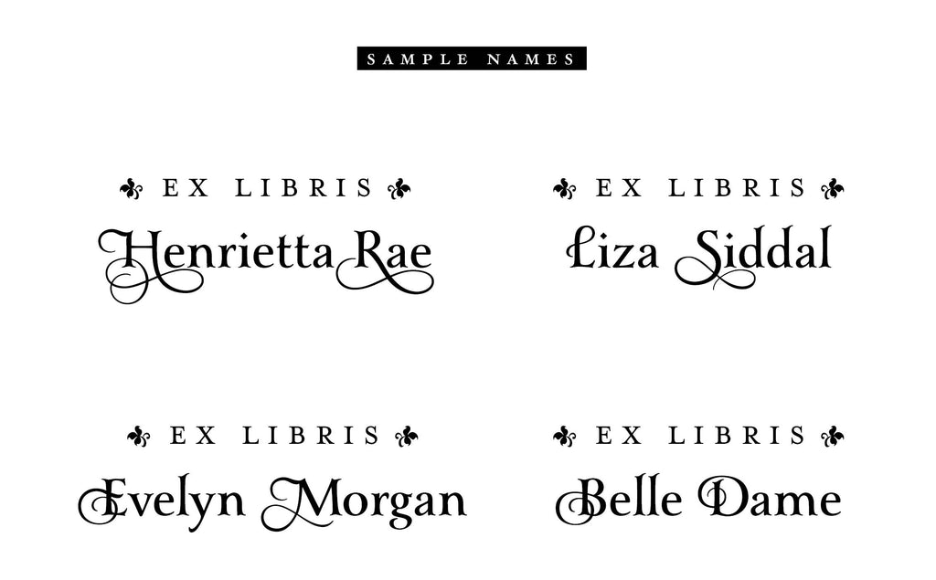 Sample names for ex libris bookplate rubber stamp