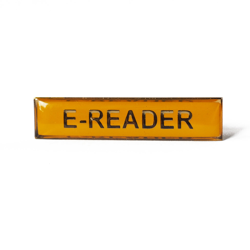 Enamel title badge E-reader in yellow and gold