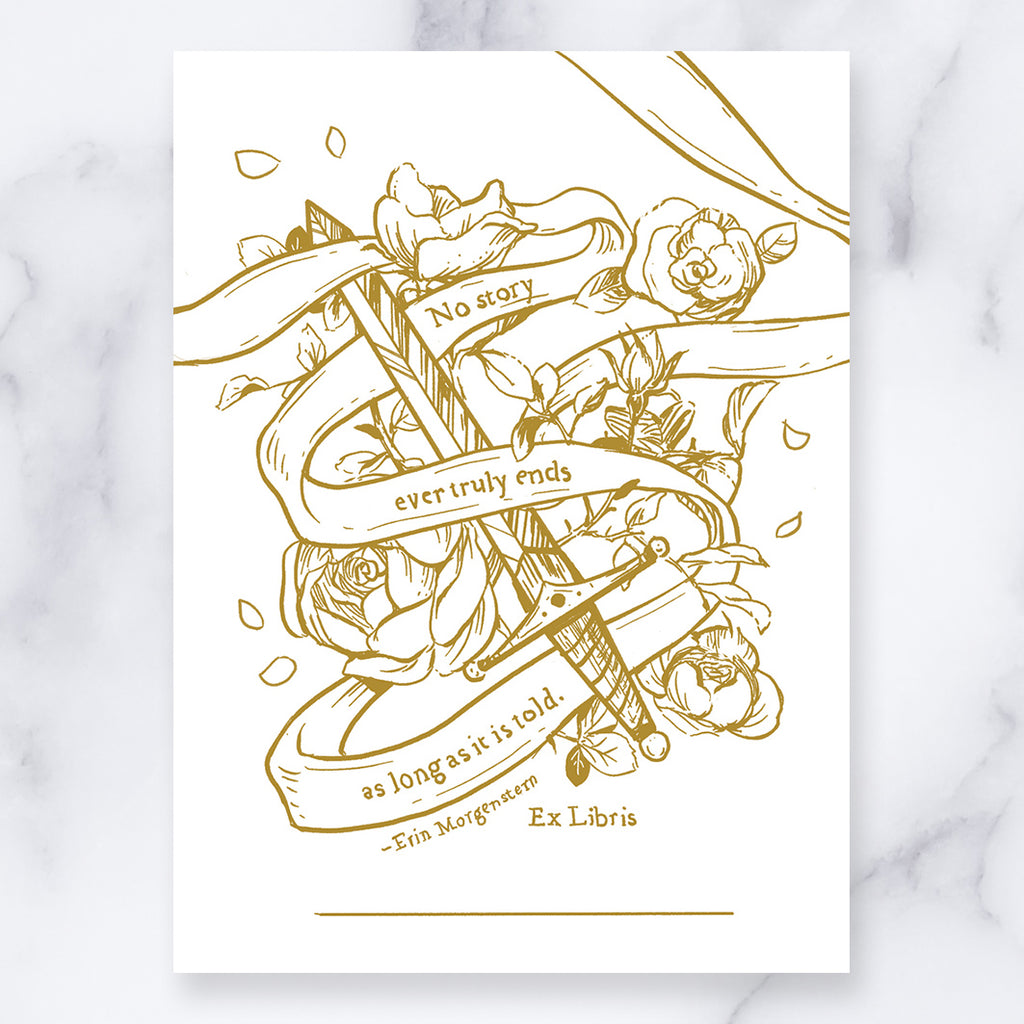 Shadowsteel illustrated ex libris bookplate sticker label design