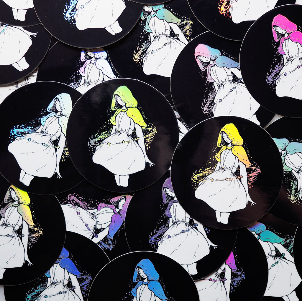 Spread of Orion's Belt glossy holographic stickers