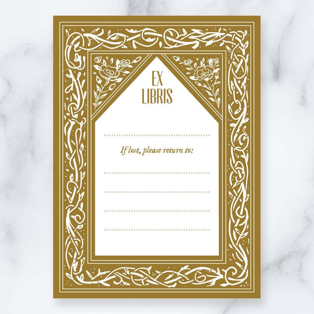 Tangled vines ex libris bookplate sticker label design