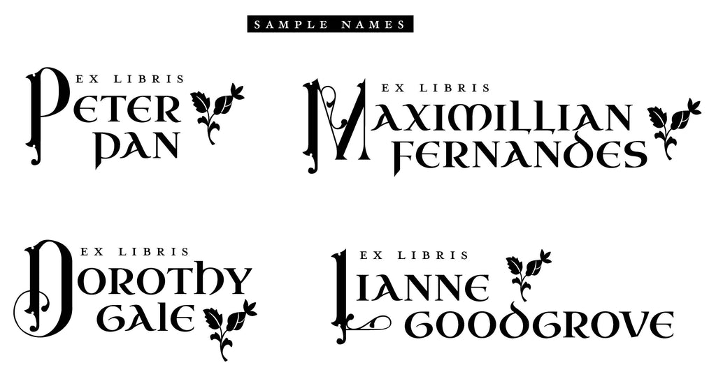 Sample names for Storybook ex libris stamp bookplate