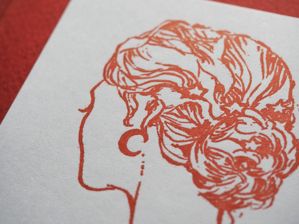 detail of north star letterpress bookplate