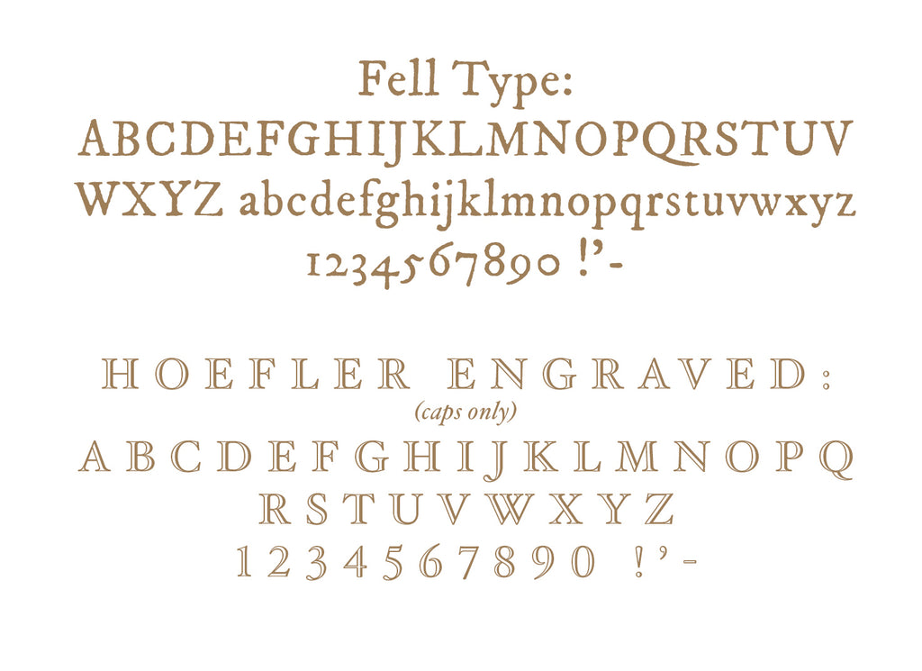 Font sample for personalised name bookplate stickers