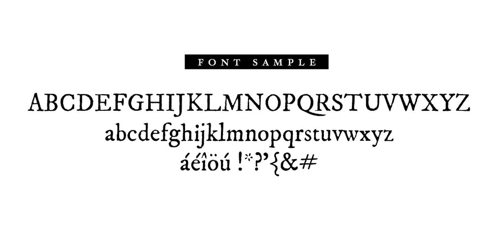 Font sample for personalised 'From the library of...' bookplate rubber stamp