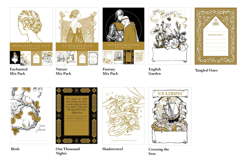 Listed designs of bookplates inclusions