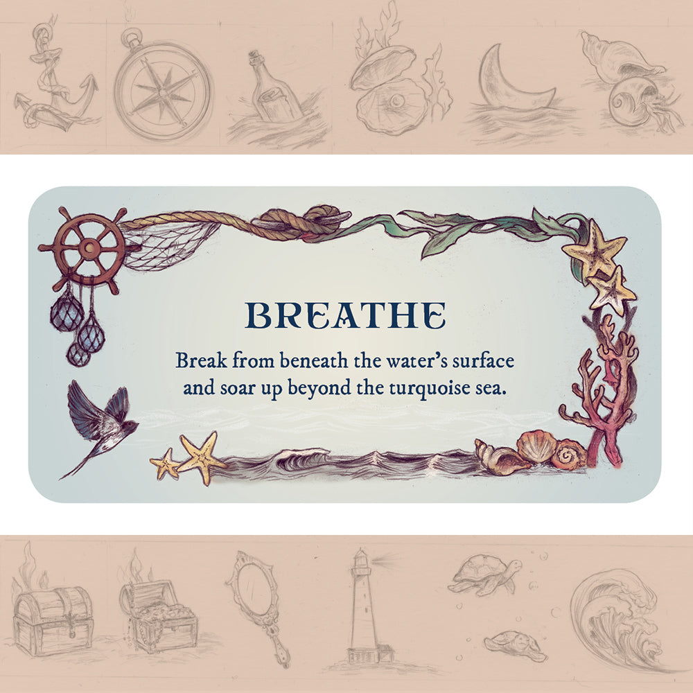 'Breathe' Sea Melodies mini inspiration card with unique corner illusatration