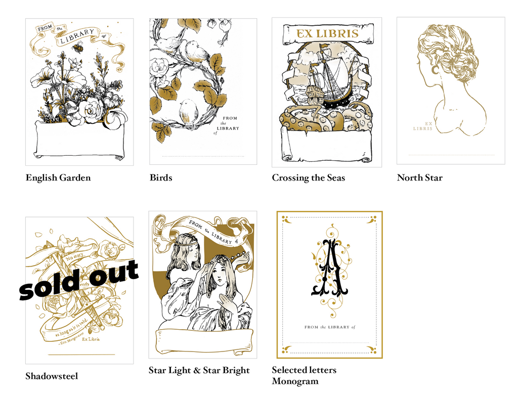 Available bookplate designs for personalisation