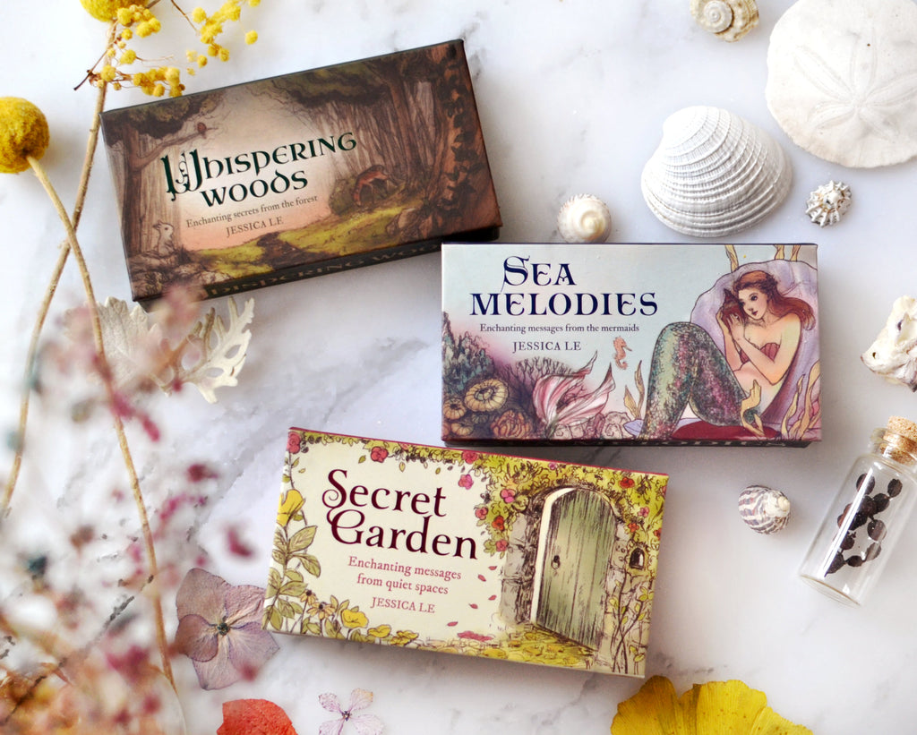 Collection of Mini Inspiration Cards series including Whispering Woods, Sea Melodies, and Secret Garden